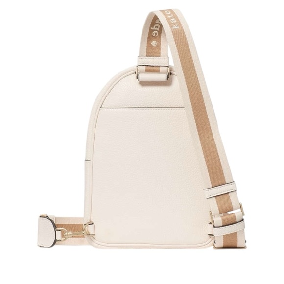 Retail $379 Kate Spade Emma Backpack Ivory Pebbled Leather Gold Spade NWT - Picture 4 of 5